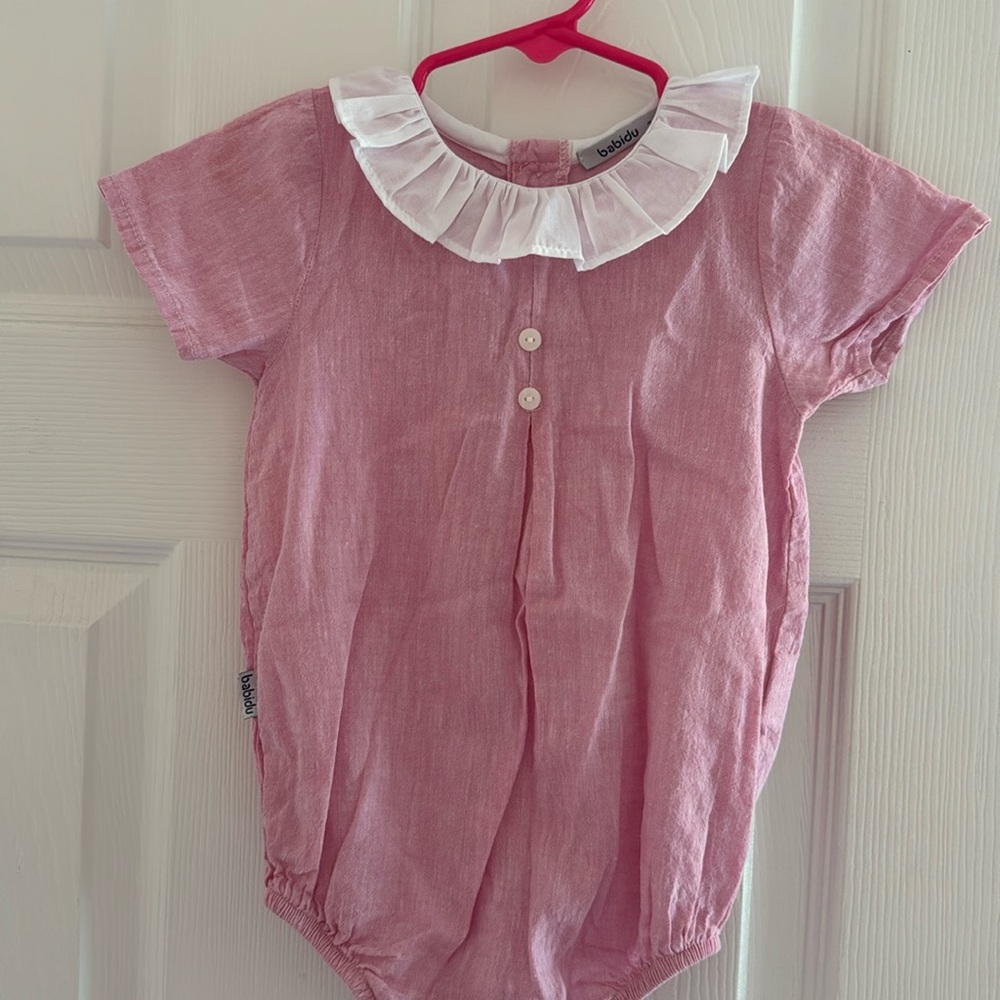 Babidu 24m pink bubble linen material